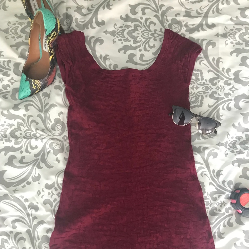 BeBe burgundy bodycon dress Small NWOT